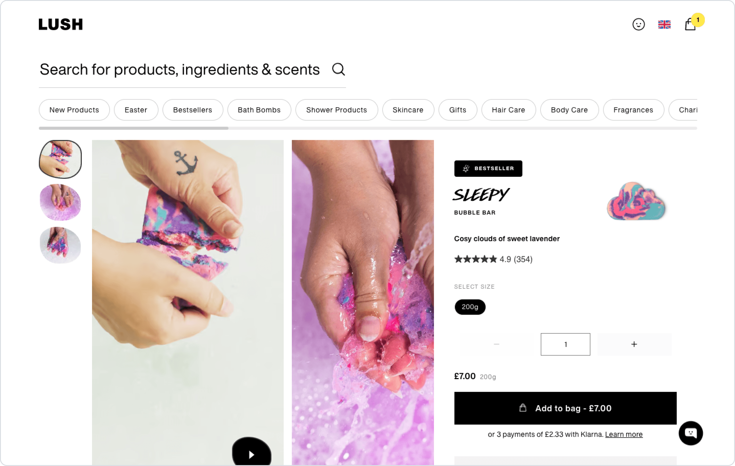 Lush product page