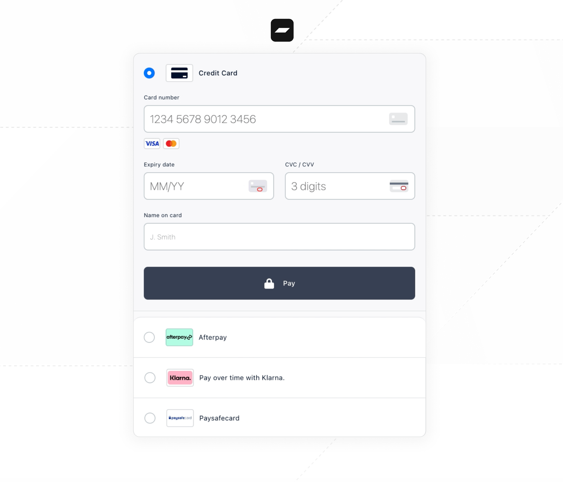 Adyen Drop-in Component with Credit Card, Afterpay, Klarna and Paysafecard